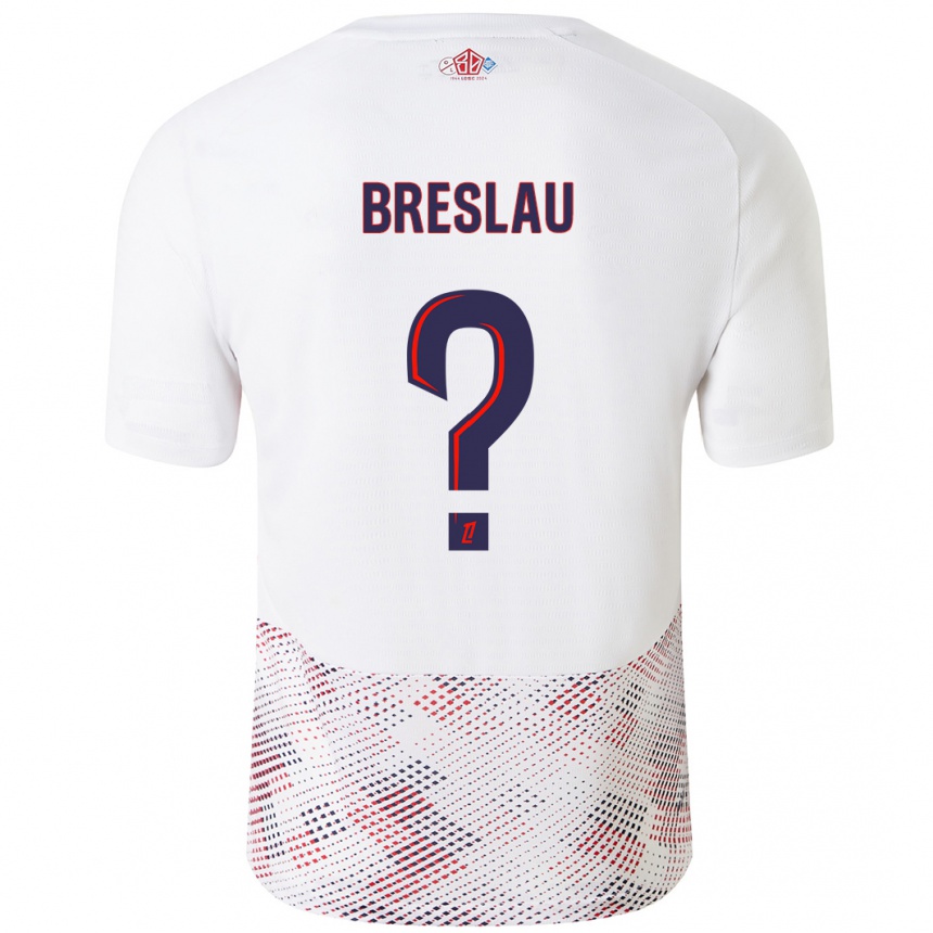 Kids Football Jessy Breslau #0 White Royal Blue Away Jersey 2024/25 T-Shirt Nz