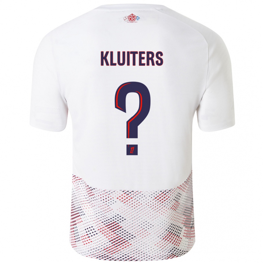 Kids Football Luuk Kluiters #0 White Royal Blue Away Jersey 2024/25 T-Shirt Nz