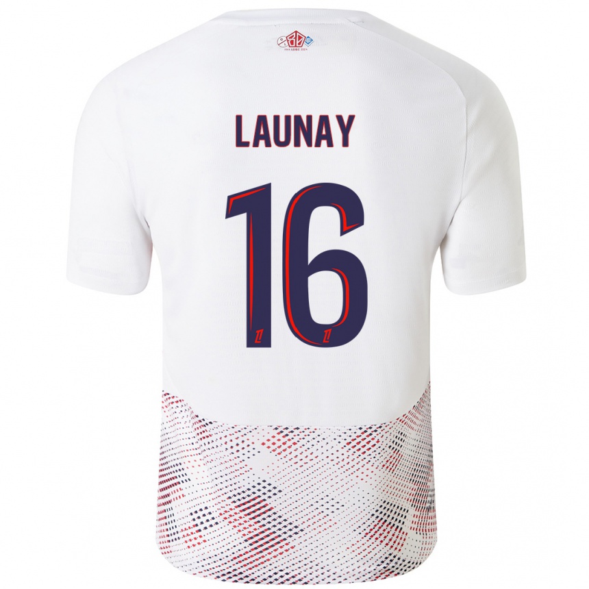 Kids Football Elisa Launay #16 White Royal Blue Away Jersey 2024/25 T-Shirt Nz