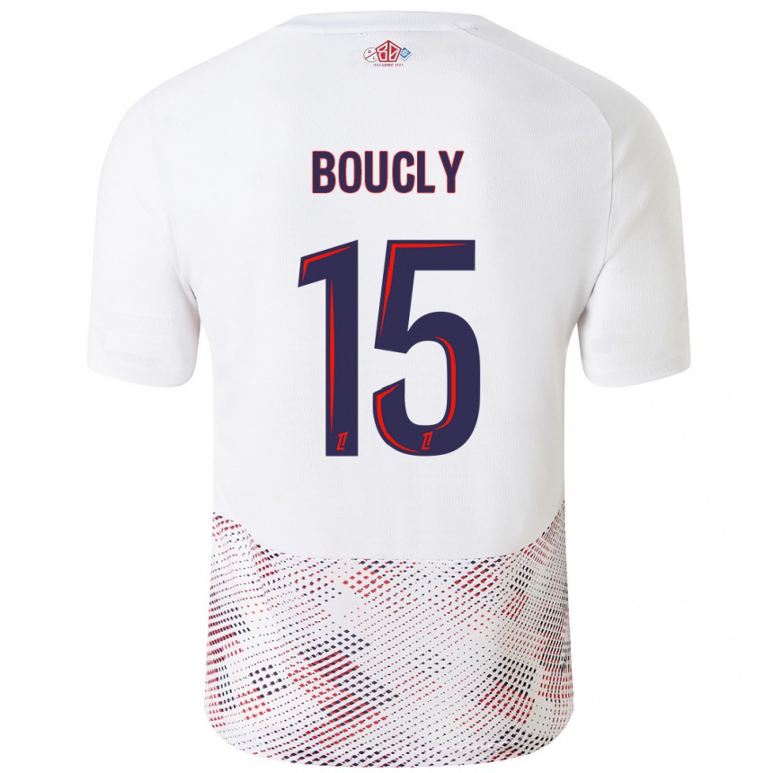 Kids Football Maite Boucly #15 White Royal Blue Away Jersey 2024/25 T-Shirt Nz