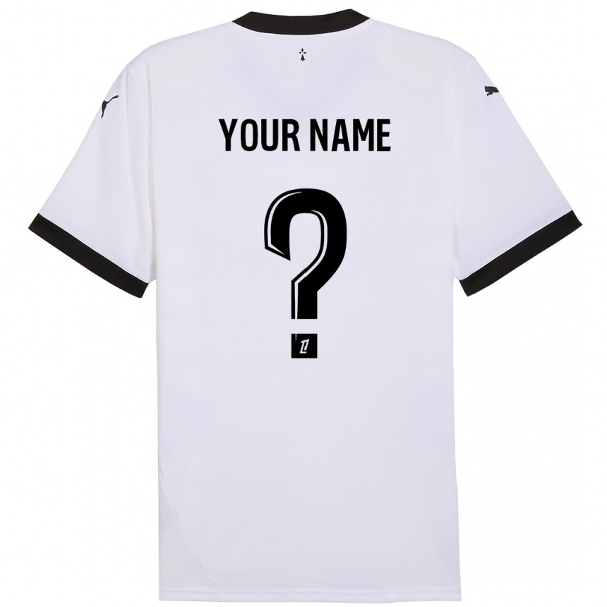 Kids Football Your Name #0 White Black Away Jersey 2024/25 T-Shirt Nz