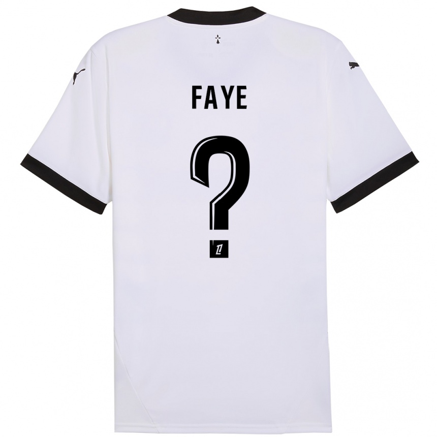 Kids Football Mikayil Faye #0 White Black Away Jersey 2024/25 T-Shirt Nz