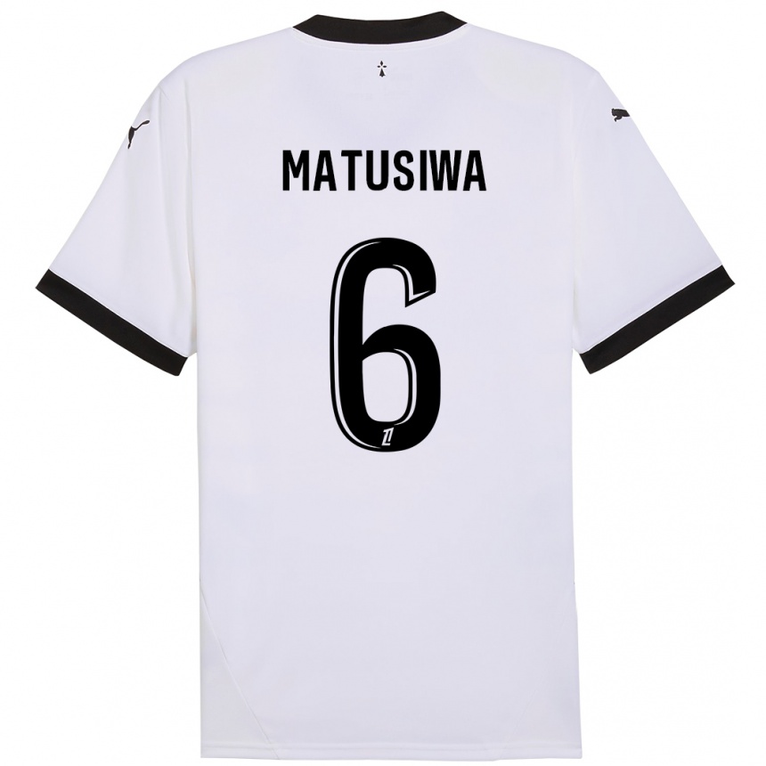 Kids Football Azor Matusiwa #6 White Black Away Jersey 2024/25 T-Shirt Nz