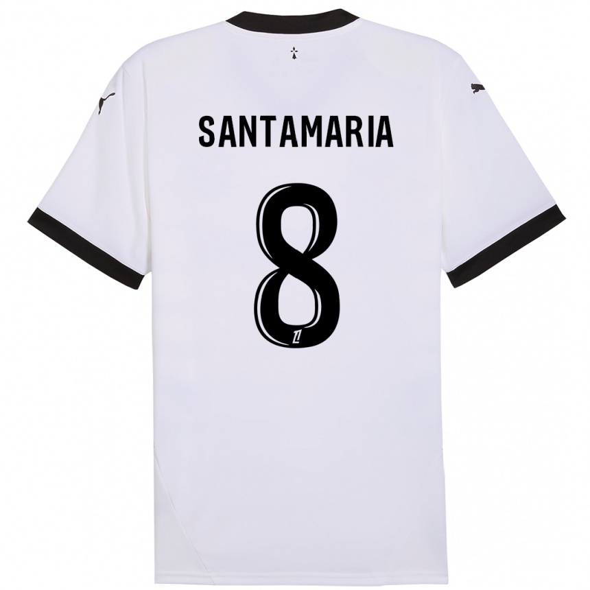 Kids Football Baptiste Santamaria #8 White Black Away Jersey 2024/25 T-Shirt Nz