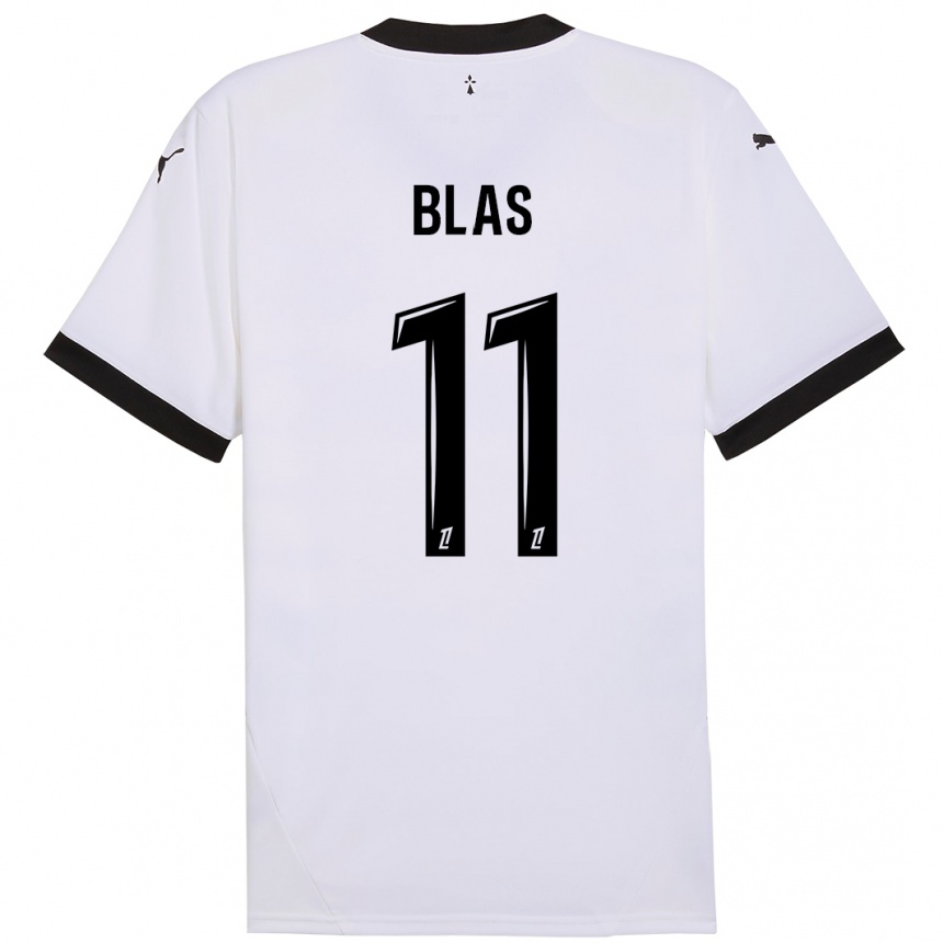 Kids Football Ludovic Blas #11 White Black Away Jersey 2024/25 T-Shirt Nz