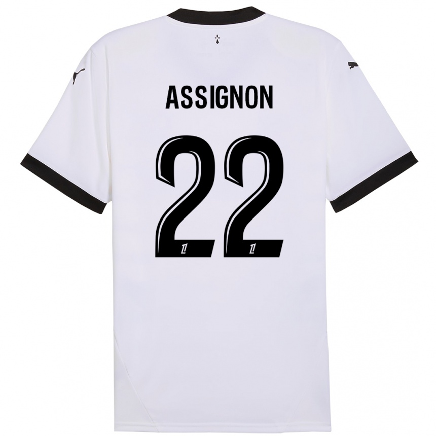 Kids Football Lorenz Assignon #22 White Black Away Jersey 2024/25 T-Shirt Nz