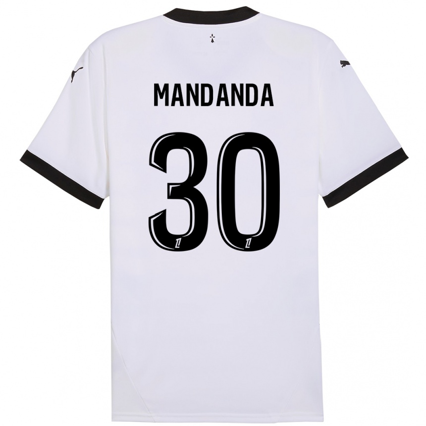 Kids Football Steve Mandanda #30 White Black Away Jersey 2024/25 T-Shirt Nz