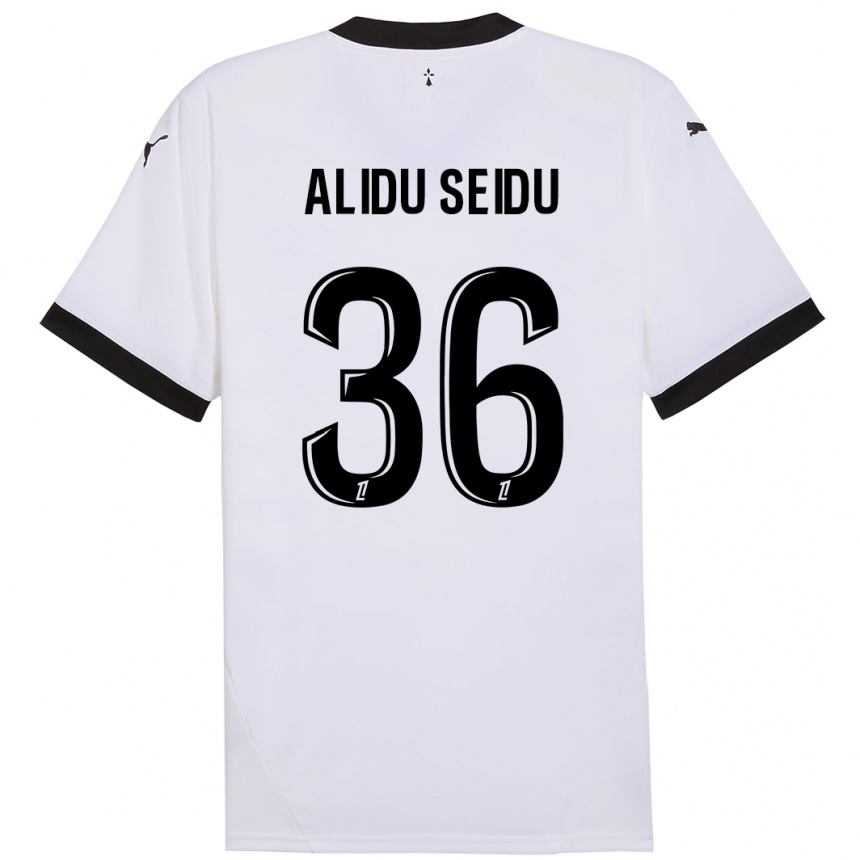 Kids Football Alidu Seidu #36 White Black Away Jersey 2024/25 T-Shirt Nz