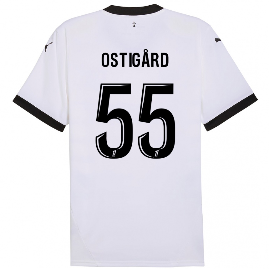 Kids Football Leo Ostigard #55 White Black Away Jersey 2024/25 T-Shirt Nz