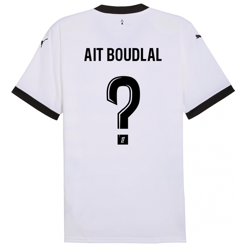 Kids Football Abdelhamid Ait Boudlal #0 White Black Away Jersey 2024/25 T-Shirt Nz