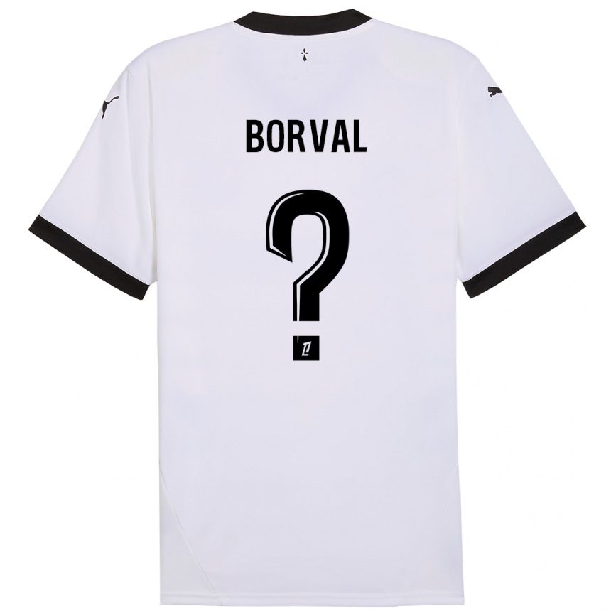 Kids Football Cyril Borval #0 White Black Away Jersey 2024/25 T-Shirt Nz