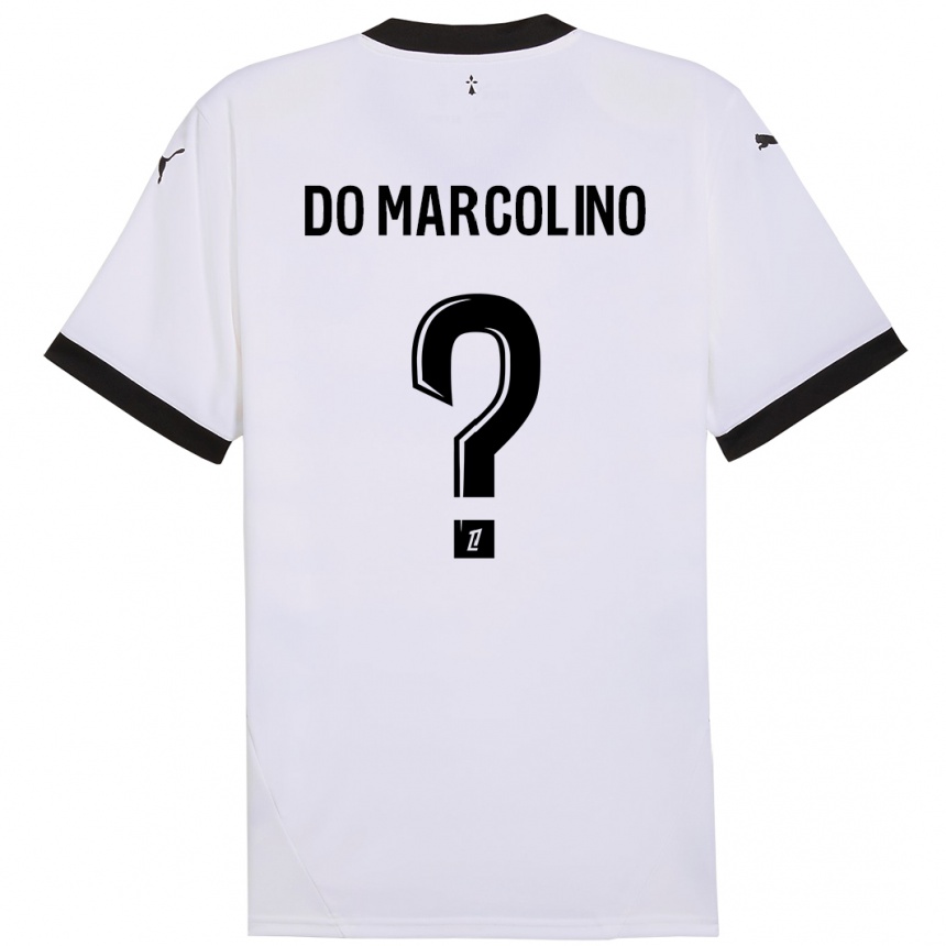 Kids Football Arsène Do Marcolino #0 White Black Away Jersey 2024/25 T-Shirt Nz