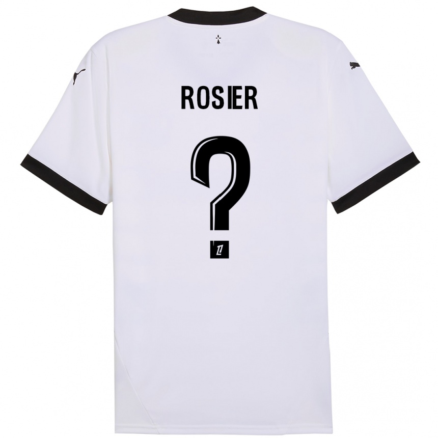 Kids Football Lucas Rosier #0 White Black Away Jersey 2024/25 T-Shirt Nz