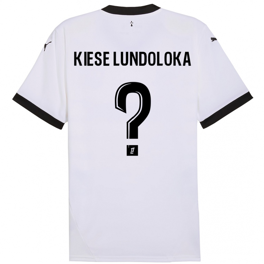 Kids Football Jeanslor Kiese Lundoloka #0 White Black Away Jersey 2024/25 T-Shirt Nz