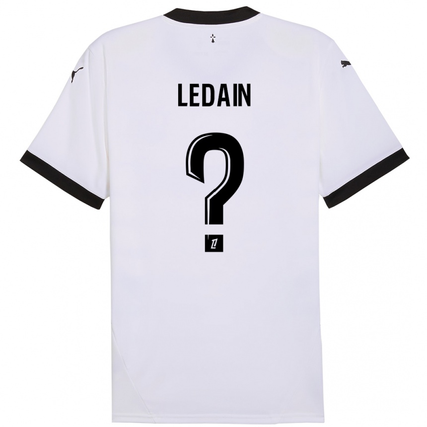 Kids Football Samuel Ledain #0 White Black Away Jersey 2024/25 T-Shirt Nz