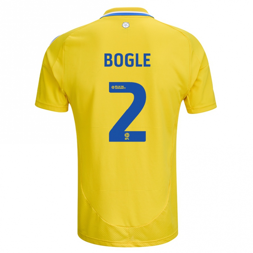 Kids Football Jayden Bogle #2 Yellow Blue Away Jersey 2024/25 T-Shirt Nz