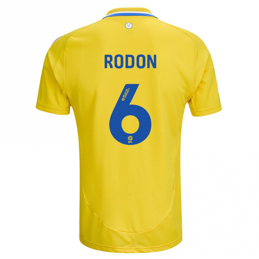 Kids Football Joe Rodon #6 Yellow Blue Away Jersey 2024/25 T-Shirt Nz