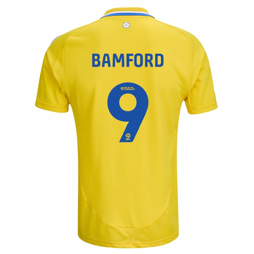 Kids Football Patrick Bamford #9 Yellow Blue Away Jersey 2024/25 T-Shirt Nz