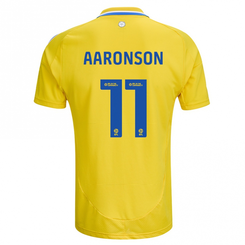 Kids Football Brenden Aaronson #11 Yellow Blue Away Jersey 2024/25 T-Shirt Nz