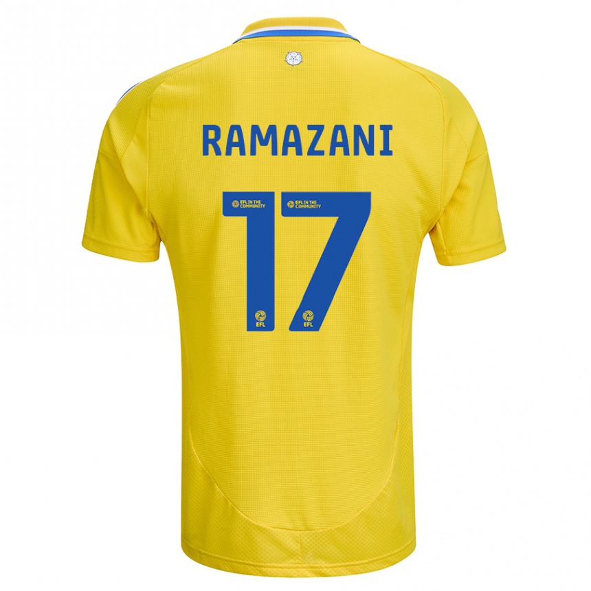 Kids Football Largie Ramazani #17 Yellow Blue Away Jersey 2024/25 T-Shirt Nz