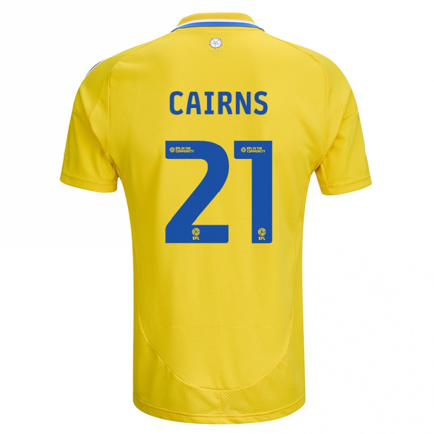 Kids Football Alex Cairns #21 Yellow Blue Away Jersey 2024/25 T-Shirt Nz