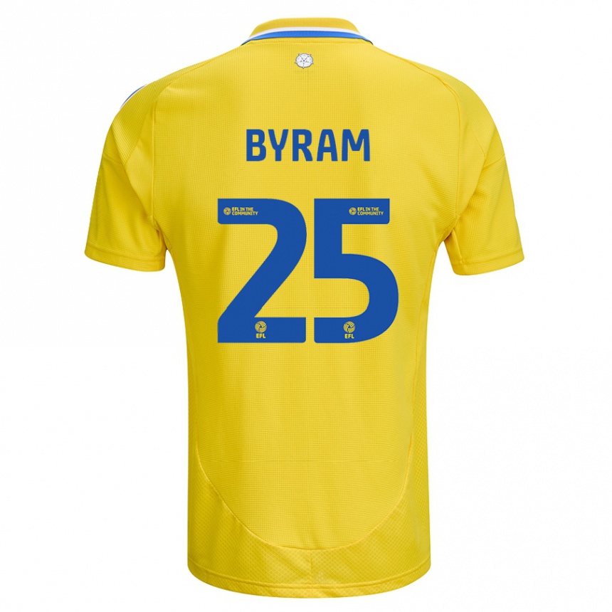 Kids Football Sam Byram #25 Yellow Blue Away Jersey 2024/25 T-Shirt Nz