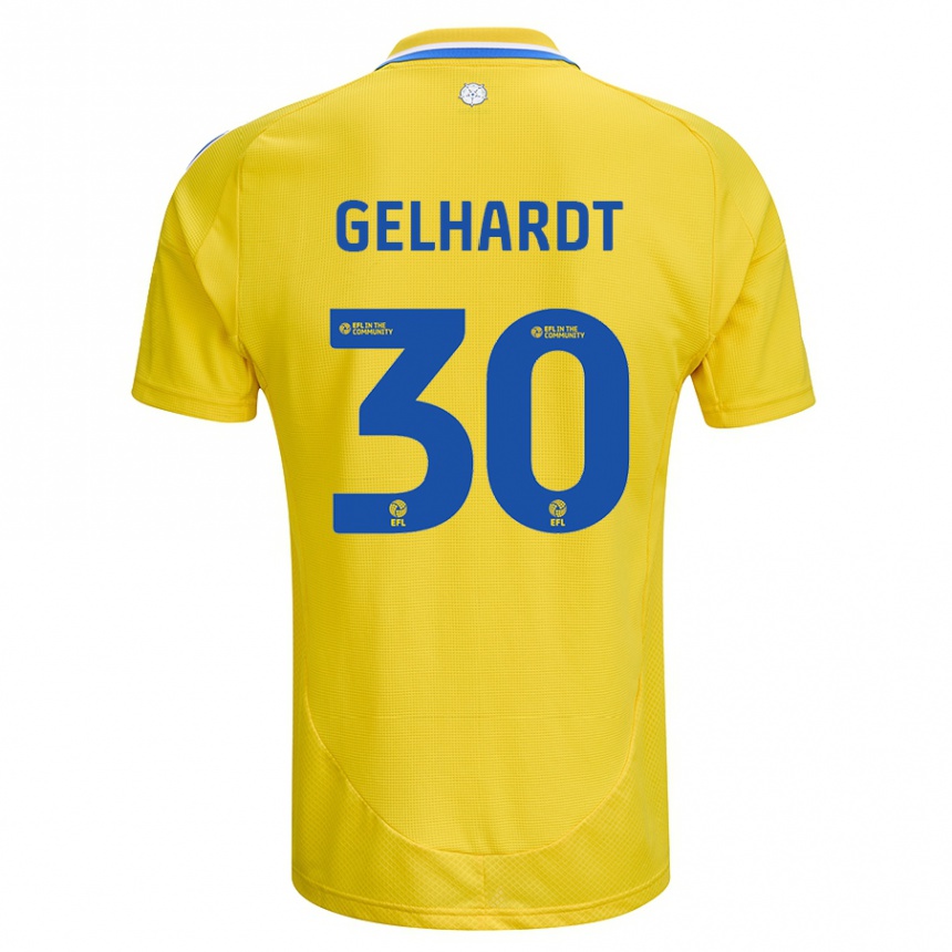 Kids Football Joe Gelhardt #30 Yellow Blue Away Jersey 2024/25 T-Shirt Nz