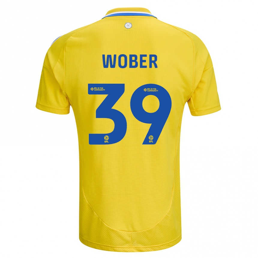 Kids Football Maximilian Wöber #39 Yellow Blue Away Jersey 2024/25 T-Shirt Nz