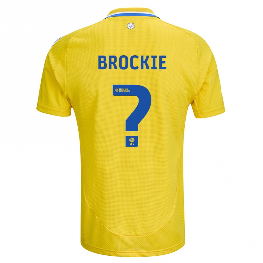 Kids Football Devon Brockie #0 Yellow Blue Away Jersey 2024/25 T-Shirt Nz