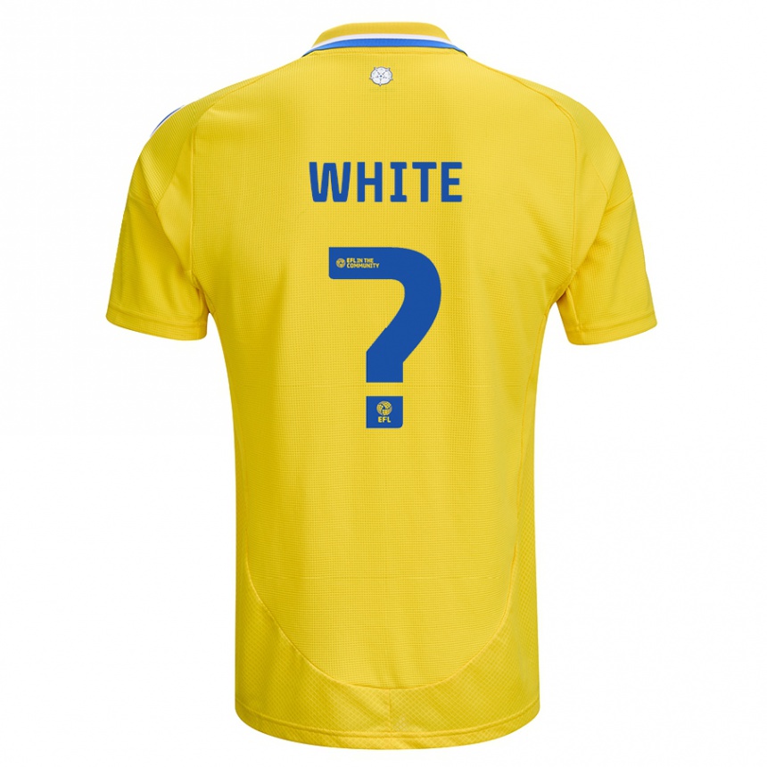 Kids Football Logan White #0 Yellow Blue Away Jersey 2024/25 T-Shirt Nz