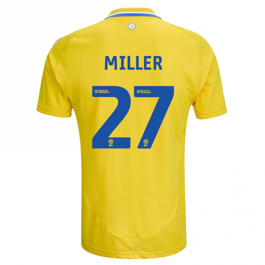 Kids Football Amari Miller #27 Yellow Blue Away Jersey 2024/25 T-Shirt Nz