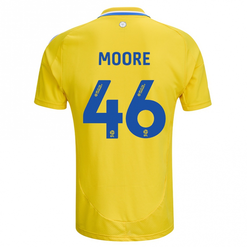 Kids Football Kris Moore #46 Yellow Blue Away Jersey 2024/25 T-Shirt Nz