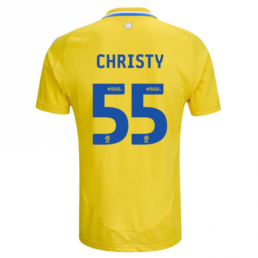 Kids Football Harry Christy #55 Yellow Blue Away Jersey 2024/25 T-Shirt Nz