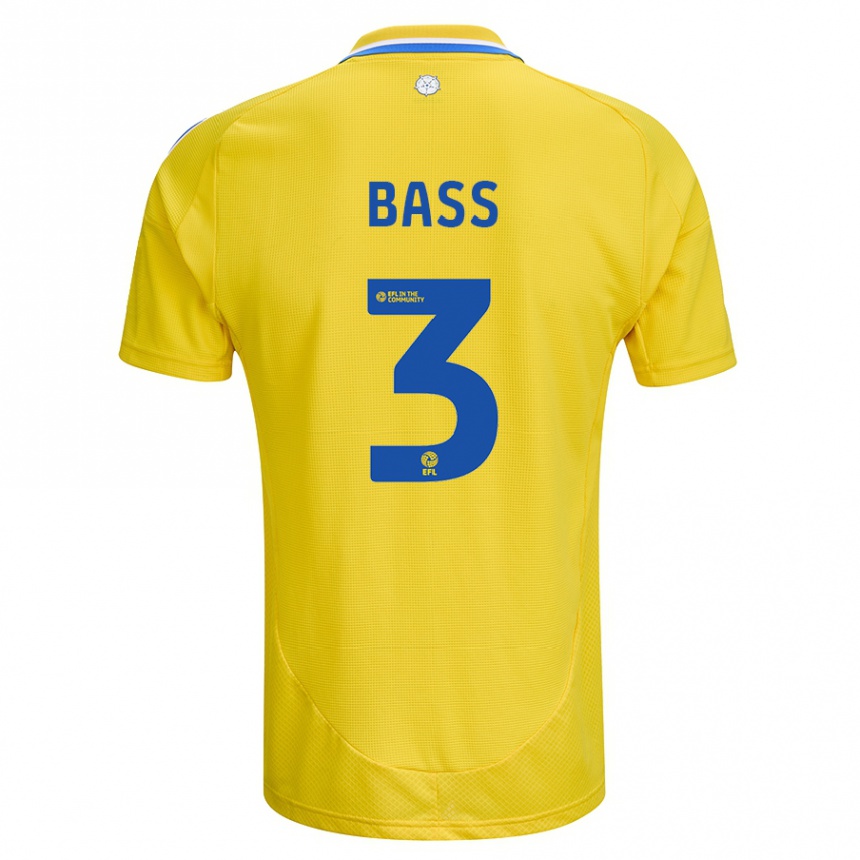 Kids Football Rebekah Bass #3 Yellow Blue Away Jersey 2024/25 T-Shirt Nz