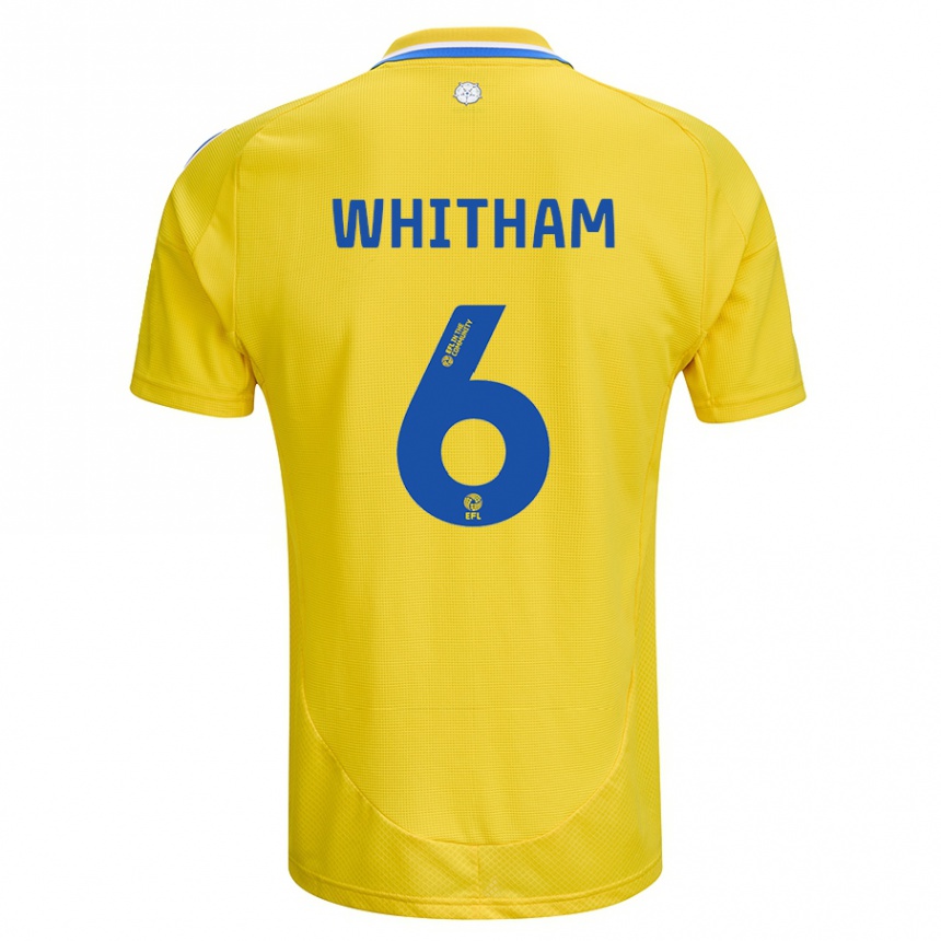 Kids Football Danielle Whitham #6 Yellow Blue Away Jersey 2024/25 T-Shirt Nz