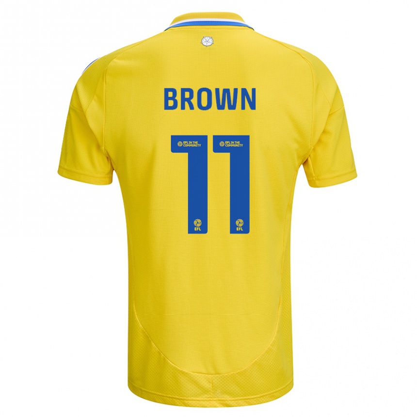 Kids Football Abbie Brown #11 Yellow Blue Away Jersey 2024/25 T-Shirt Nz