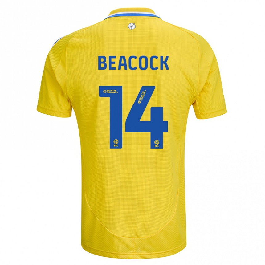 Kids Football Molly Beacock #14 Yellow Blue Away Jersey 2024/25 T-Shirt Nz