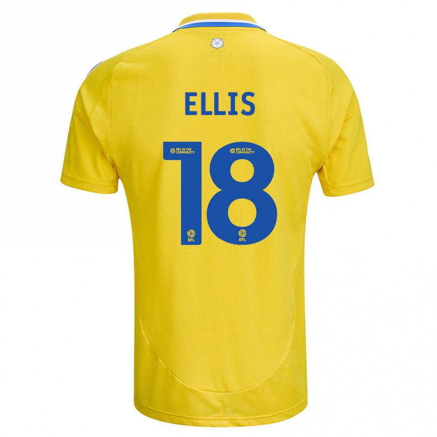 Kids Football Macy Ellis #18 Yellow Blue Away Jersey 2024/25 T-Shirt Nz