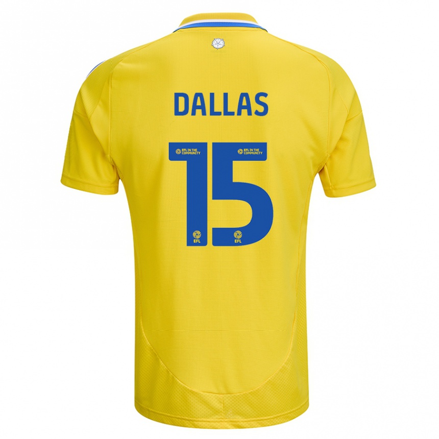 Kids Football Stuart Dallas #15 Yellow Blue Away Jersey 2024/25 T-Shirt Nz