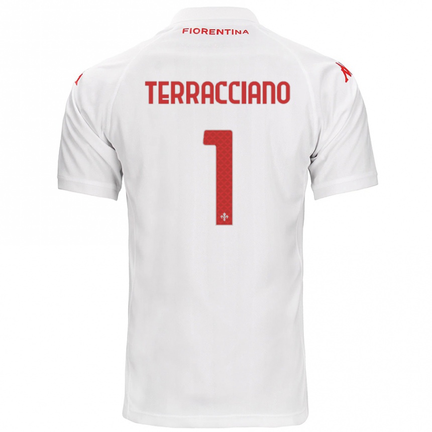 Kids Football Pietro Terracciano #1 White Away Jersey 2024/25 T-Shirt Nz