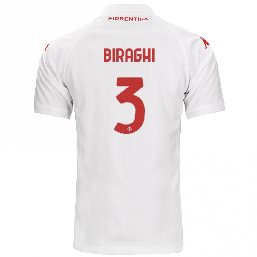 Kids Football Cristiano Biraghi #3 White Away Jersey 2024/25 T-Shirt Nz