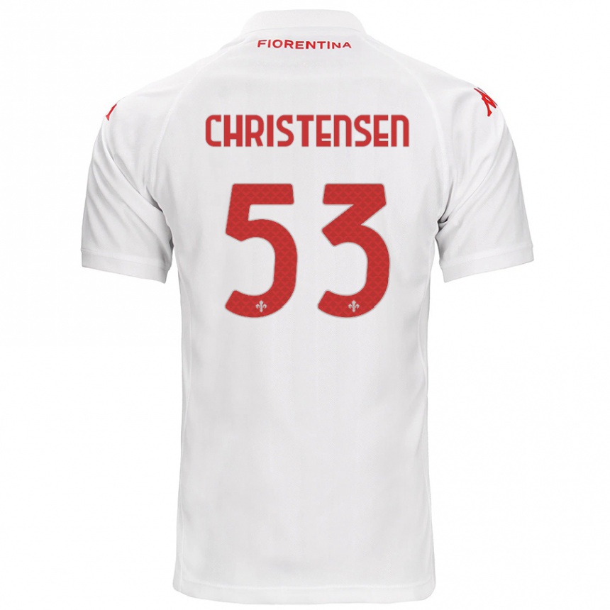 Kids Football Oliver Christensen #53 White Away Jersey 2024/25 T-Shirt Nz