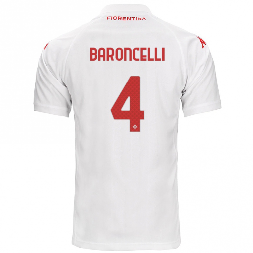 Kids Football Leonardo Baroncelli #4 White Away Jersey 2024/25 T-Shirt Nz