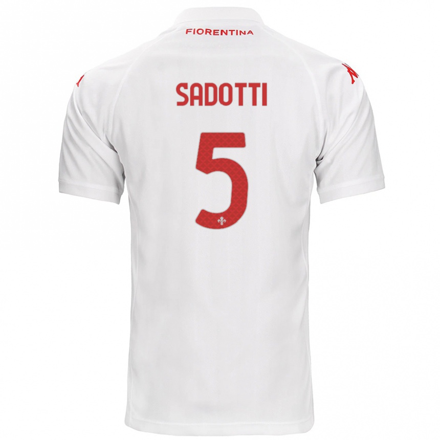 Kids Football Edoardo Sadotti #5 White Away Jersey 2024/25 T-Shirt Nz