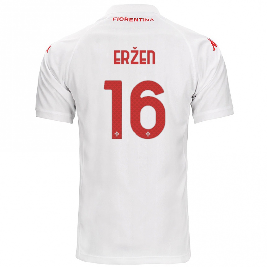 Kids Football Kaja Erzen #16 White Away Jersey 2024/25 T-Shirt Nz