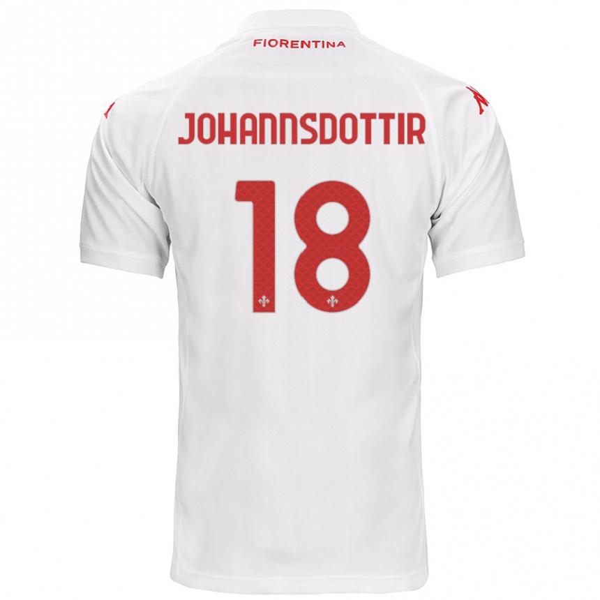 Kids Football Alexandra Jóhannsdóttir #18 White Away Jersey 2024/25 T-Shirt Nz