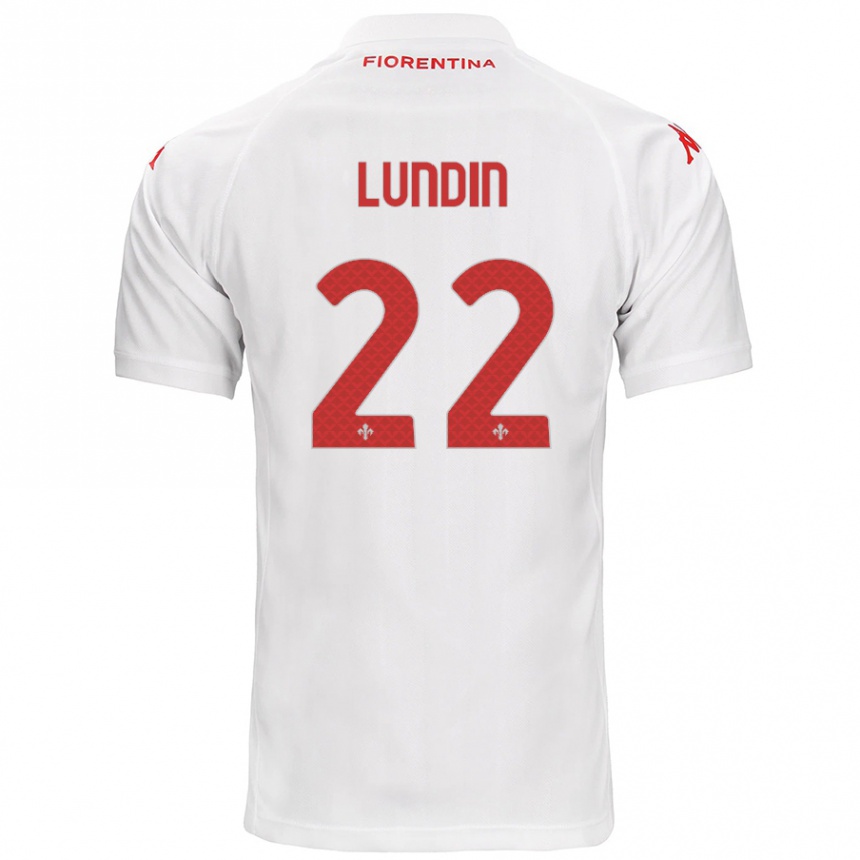 Kids Football Karin Lundin #22 White Away Jersey 2024/25 T-Shirt Nz