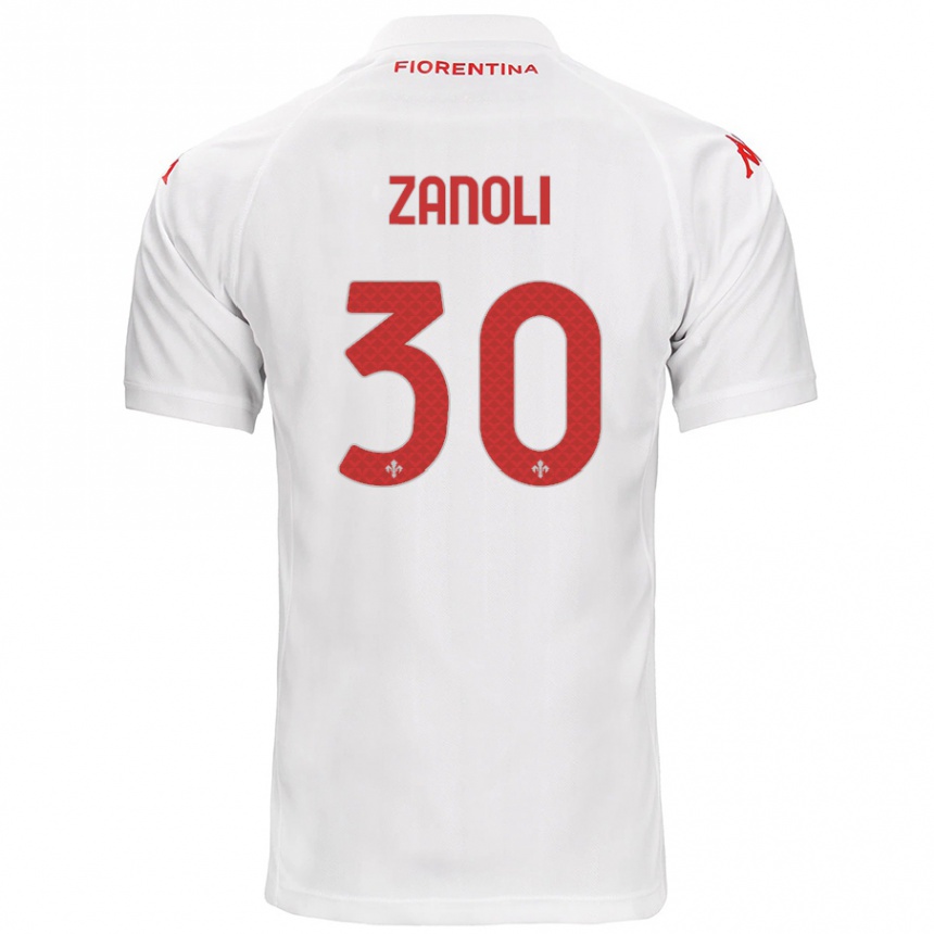 Kids Football Martina Zanoli #30 White Away Jersey 2024/25 T-Shirt Nz