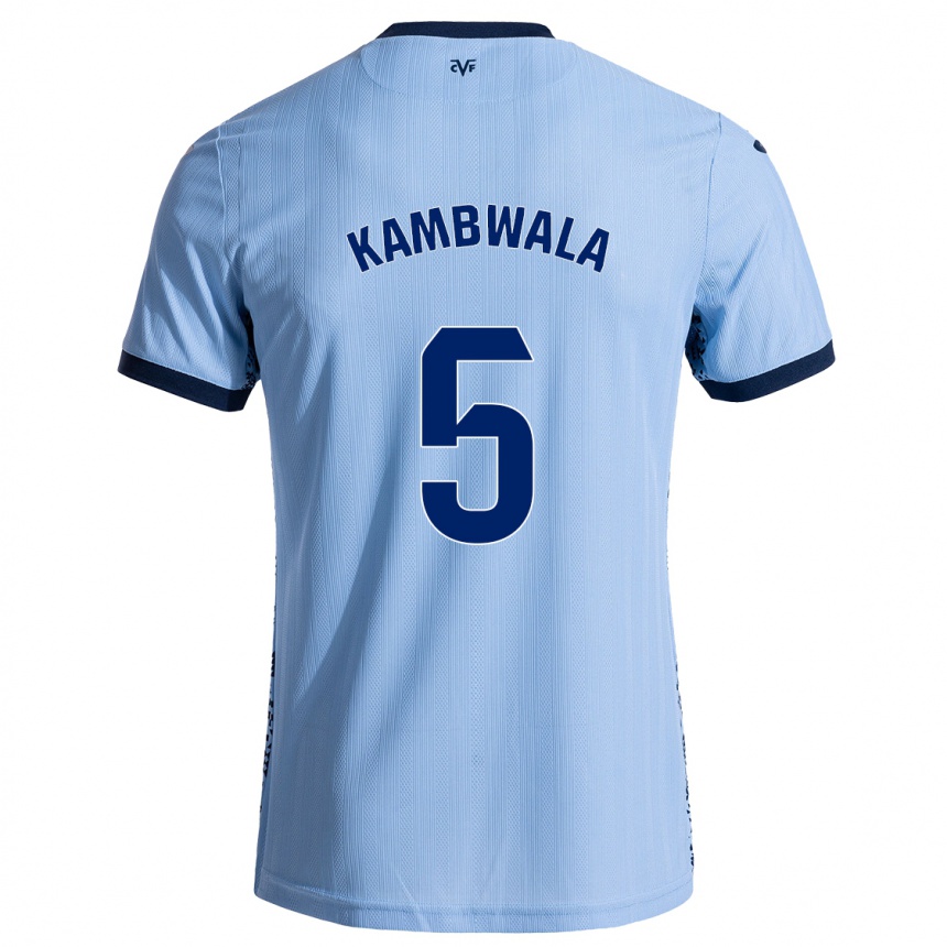 Kids Football Willy Kambwala #5 Sky Blue Away Jersey 2024/25 T-Shirt Nz