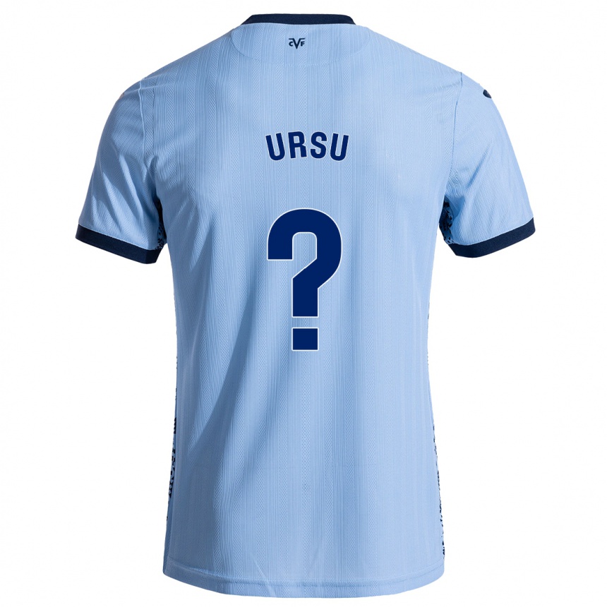 Kids Football Eduard Ursu #0 Sky Blue Away Jersey 2024/25 T-Shirt Nz